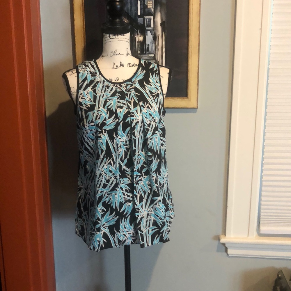 Michael Kors Pleated Bamboo Print Blouse (XS)